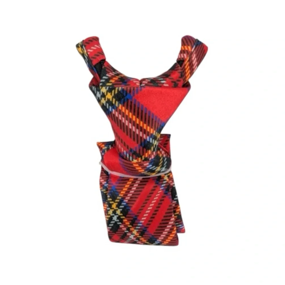 Wonder Nation Red and Black Plaid Zip Tie And Pocket Square Collection